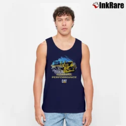 Men’s 90s Cat D11R Bulldozer Rock Ripper Machinery Tank Top in navy | Breathable, Active-Friendly Design
