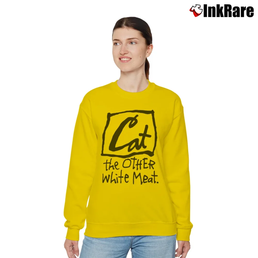 Women’s 90s Cat The Other White Meat Grunge Relaxed Sweatshirt in yellow | Soft, Laid-Back Vibe