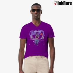 Men’s 90s Charlotte Hornets NBA Looney Tunes Basketball V-Neck Tee in purple | Sharp, Breathable, Everyday Staple