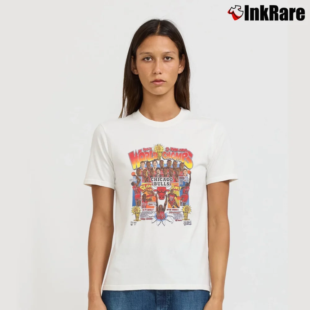 Women’s 90s Chicago Bulls 1993 Nba Finals Sports Signature T-Shirt in white | Soft, Flattering Fit