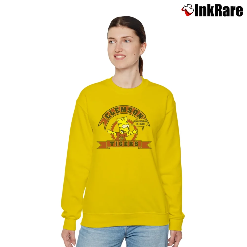 Women’s 90s Clemson Tigers Bart Simpson Football Relaxed Sweatshirt in yellow | Soft, Laid-Back Vibe