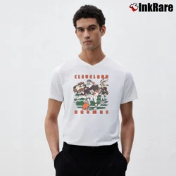 Men’s 90s Cleveland Browns NFL Looney Tunes Football V-Neck Tee in white | Sharp, Breathable, Everyday Staple