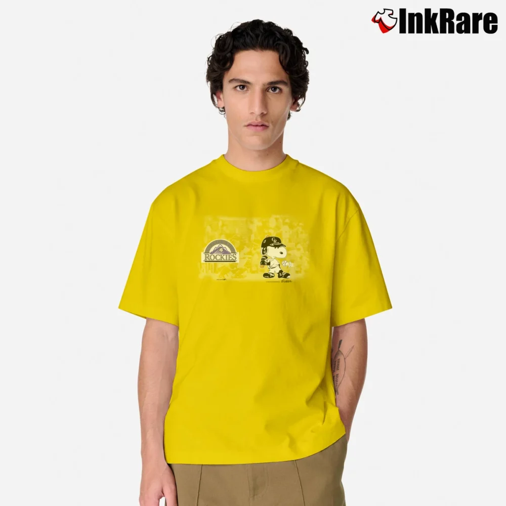 Men’s 90s Colorado Rockies Snoopy Peanuts MLB Baseball Classic T-Shirt in yellow | Soft, Breathable Everyday Wear