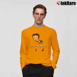 Men’s 90s Cyber Betty Boop Too Sexy For You Dot Com Long-Sleeve Shirt in orange | Sleek, Lightweight, Year-Round Wear