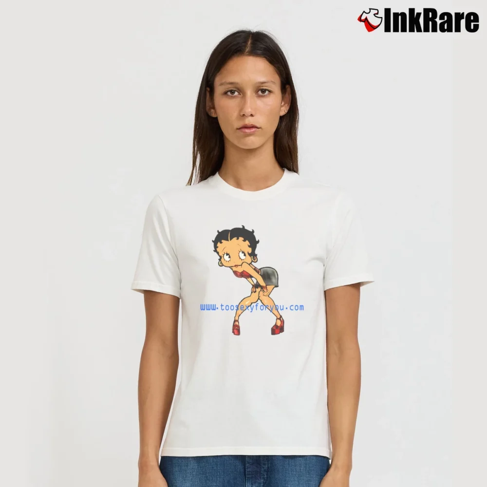Women’s 90s Cyber Betty Boop Too Sexy For You Dot Com Signature T-Shirt in white | Soft, Flattering Fit