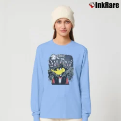 Women’s 90s Daffy Duck Dracula Vampire Halloween Looney Tunes Long-Sleeve Top in light blue | Sleek, Versatile, All-Season