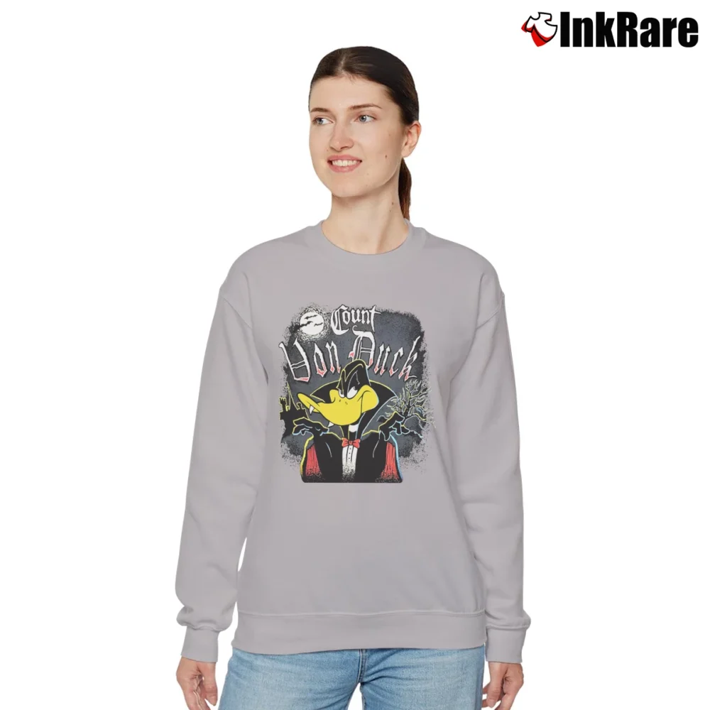 Women’s 90s Daffy Duck Dracula Vampire Halloween Looney Tunes Relaxed Sweatshirt in sport grey | Soft, Laid-Back Vibe