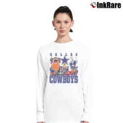 Women’s 90s Dallas Cowboys Bugs Bunny Taz Looney Tunes Long-Sleeve Top in white | Sleek, Versatile, All-Season