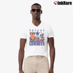Men’s 90s Dallas Cowboys Bugs Bunny Taz Looney Tunes V-Neck Tee in white | Sharp, Breathable, Everyday Staple
