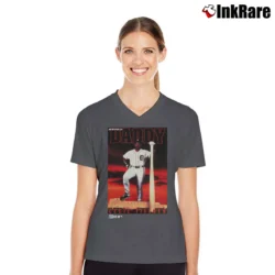 Women’s 90s Detroit Tigers Big Daddy Cecil Fielder V-Neck Tee in charcoal | Chic Neckline, Soft Texture
