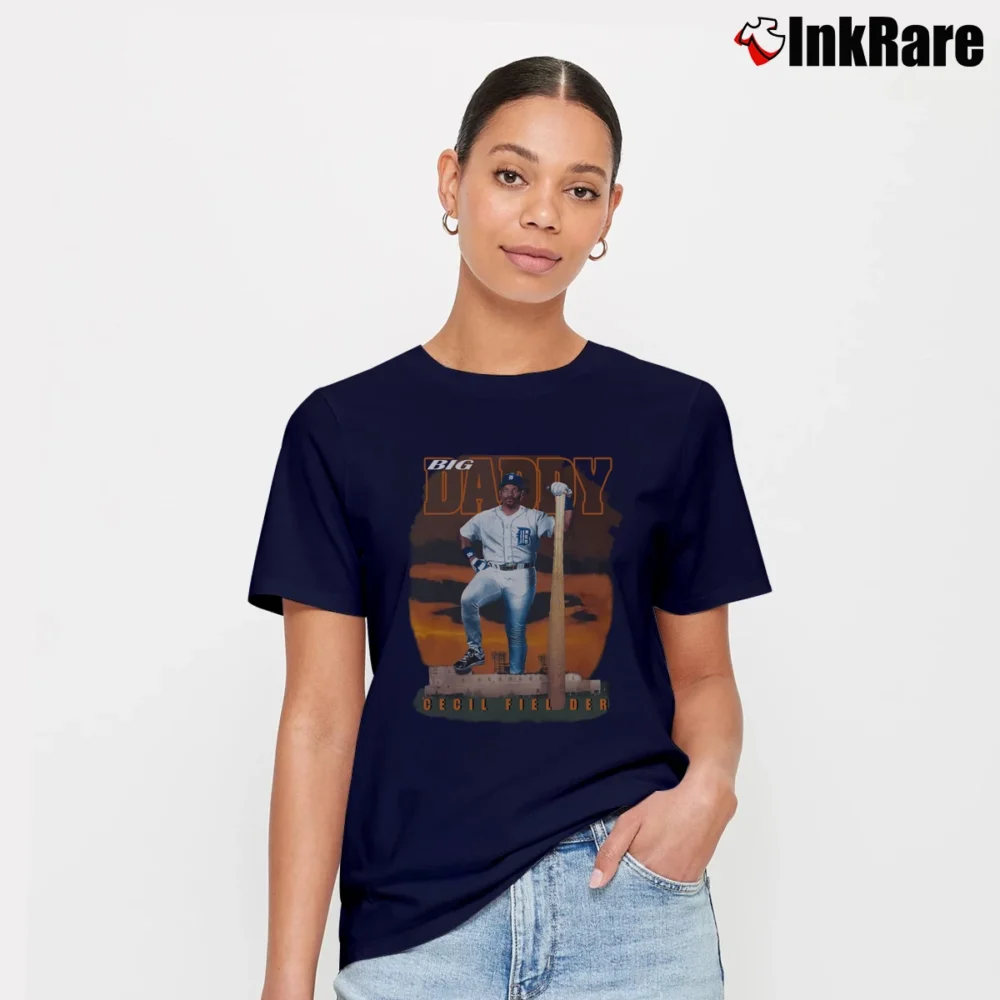 Women’s 90s Detroit Tigers Cecil Fielder Signature T-Shirt in navy | Soft, Flattering Fit