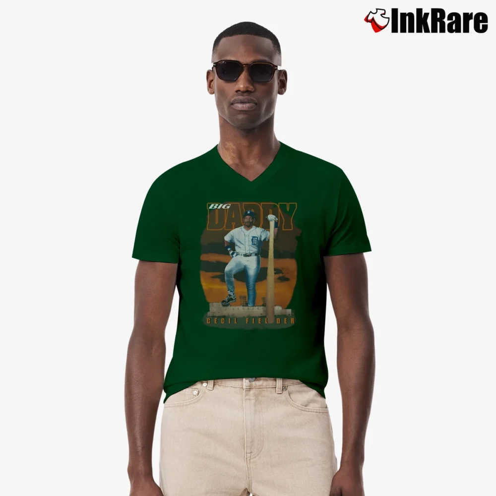 Men’s 90s Detroit Tigers Cecil Fielder V-Neck Tee in forest green | Sharp, Breathable, Everyday Staple