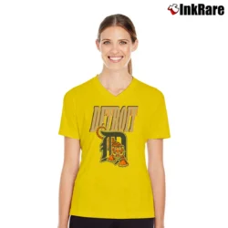 Women’s 90s Detroit Tigers Retro MLB Graphic V-Neck Tee in yellow | Chic Neckline, Soft Texture