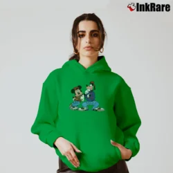 Women’s 90s Disney Mickey Goofy Hip Hop Rap Velva Sheen Cozy Hoodie in irish green | Warm, Structured, Stylish