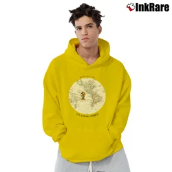 Men’s 90s Disney Mickey Mouse Discover Its A Small World Pullover Hoodie in yellow | Cozy, Durable, Modern Fit