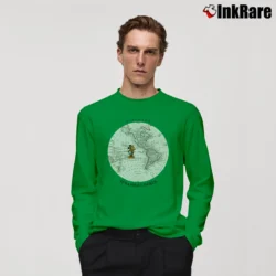Men’s 90s Disney Mickey Mouse Discover Its A Small World Long-Sleeve Shirt in irish green | Sleek, Lightweight, Year-Round Wear