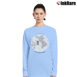 Women’s 90s Disney Mickey Mouse Discover Its A Small World Long-Sleeve Top in light blue | Sleek, Versatile, All-Season