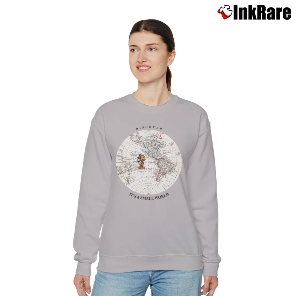 Women’s 90s Disney Mickey Mouse Discover Its A Small World Relaxed Sweatshirt in sport grey | Soft, Laid-Back Vibe