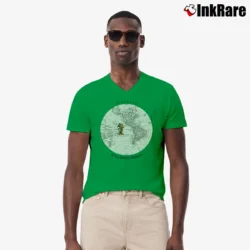 Men’s 90s Disney Mickey Mouse Discover Its A Small World V-Neck Tee in irish green | Sharp, Breathable, Everyday Staple
