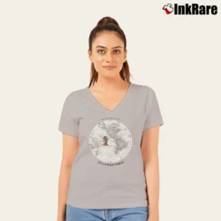 Women’s 90s Disney Mickey Mouse Discover Its A Small World V-Neck Tee in sport grey | Chic Neckline, Soft Texture