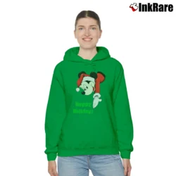 Women’s 90s Disney Mickey Mouse Santa Christmas Cozy Hoodie in irish green | Warm, Structured, Stylish