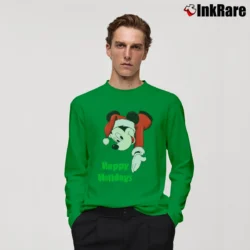 Men’s 90s Disney Mickey Mouse Santa Christmas Long-Sleeve Shirt in irish green | Sleek, Lightweight, Year-Round Wear