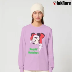 Women’s 90s Disney Mickey Mouse Santa Christmas Long-Sleeve Top in light pink | Sleek, Versatile, All-Season
