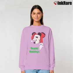 Women’s 90s Disney Mickey Mouse Santa Christmas Relaxed Sweatshirt in light pink | Soft, Laid-Back Vibe