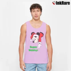 Men’s 90s Disney Mickey Mouse Santa Christmas Tank Top in light pink | Breathable, Active-Friendly Design
