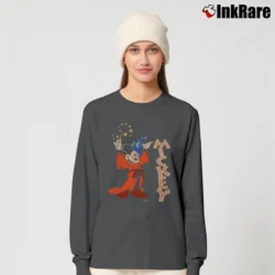 Women’s 90s Disney Sorcerer Mickey Fantasia Promo Long-Sleeve Top in charcoal | Sleek, Versatile, All-Season