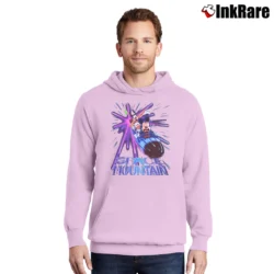 Men’s 90s Disney Space Mountain Mickey Mouse Promo Pullover Hoodie in light pink | Cozy, Durable, Modern Fit