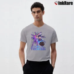 Men’s 90s Disney Space Mountain Mickey Mouse Promo V-Neck Tee in sport grey | Sharp, Breathable, Everyday Staple