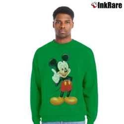 Men’s 90s Disney World Theme Park Mickey Mouse Cartoon Crewneck Sweatshirt in irish green | Cozy Fabric, Clean Style