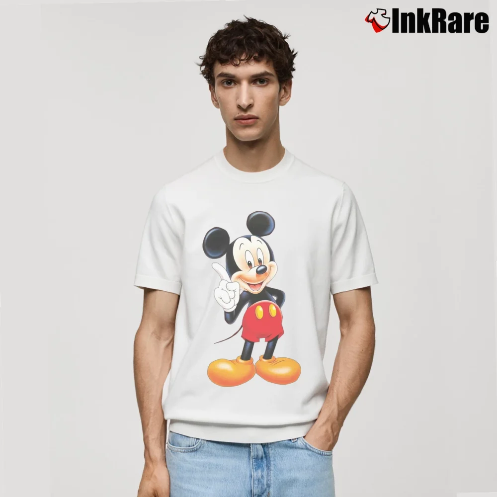 Men’s 90s Disney World Theme Park Mickey Mouse Cartoon Classic T-Shirt in white | Soft, Breathable Everyday Wear