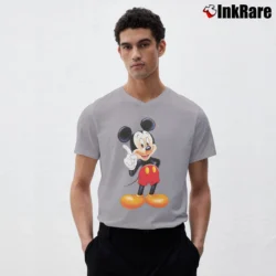 Men’s 90s Disney World Theme Park Mickey Mouse Cartoon V-Neck Tee in sport grey | Sharp, Breathable, Everyday Staple