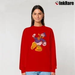 Women’s 90s Donald Duck Disney Graphic Cartoon Relaxed Sweatshirt in red | Soft, Laid-Back Vibe