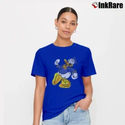 Women’s 90s Donald Duck Disney Graphic Cartoon Signature T-Shirt in royal blue | Soft, Flattering Fit