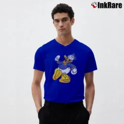Men’s 90s Donald Duck Disney Graphic Cartoon V-Neck Tee in royal blue | Sharp, Breathable, Everyday Staple