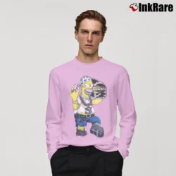 Men’s 90s Gangster Pirate Homer Simpson Bootleg Simpsons Long-Sleeve Shirt in light pink | Sleek, Lightweight, Year-Round Wear