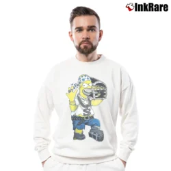 Men’s 90s Gangster Pirate Homer Simpson Bootleg Simpsons Crewneck Sweatshirt in white | Cozy Fabric, Clean Style
