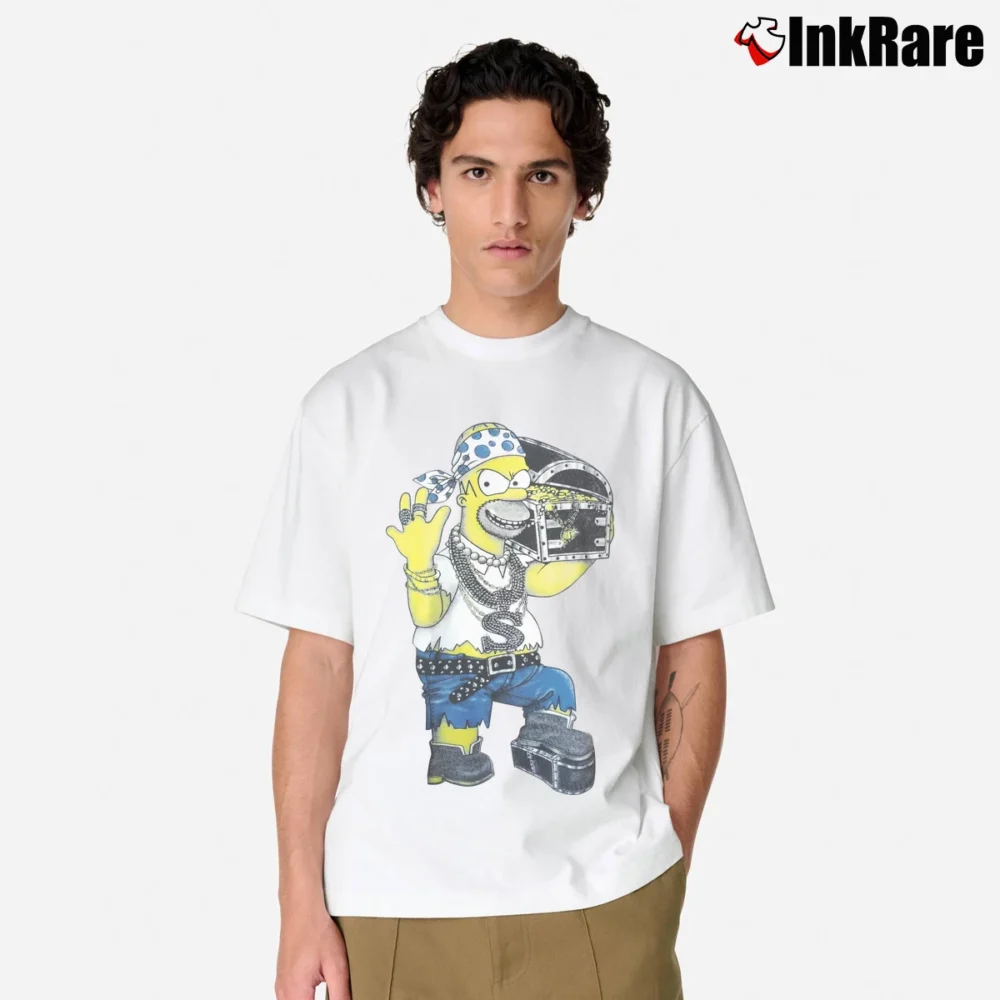 Men’s 90s Gangster Pirate Homer Simpson Bootleg Simpsons Classic T-Shirt in white | Soft, Breathable Everyday Wear