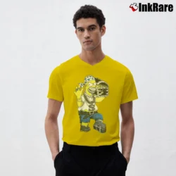 Men’s 90s Gangster Pirate Homer Simpson Bootleg Simpsons V-Neck Tee in yellow | Sharp, Breathable, Everyday Staple