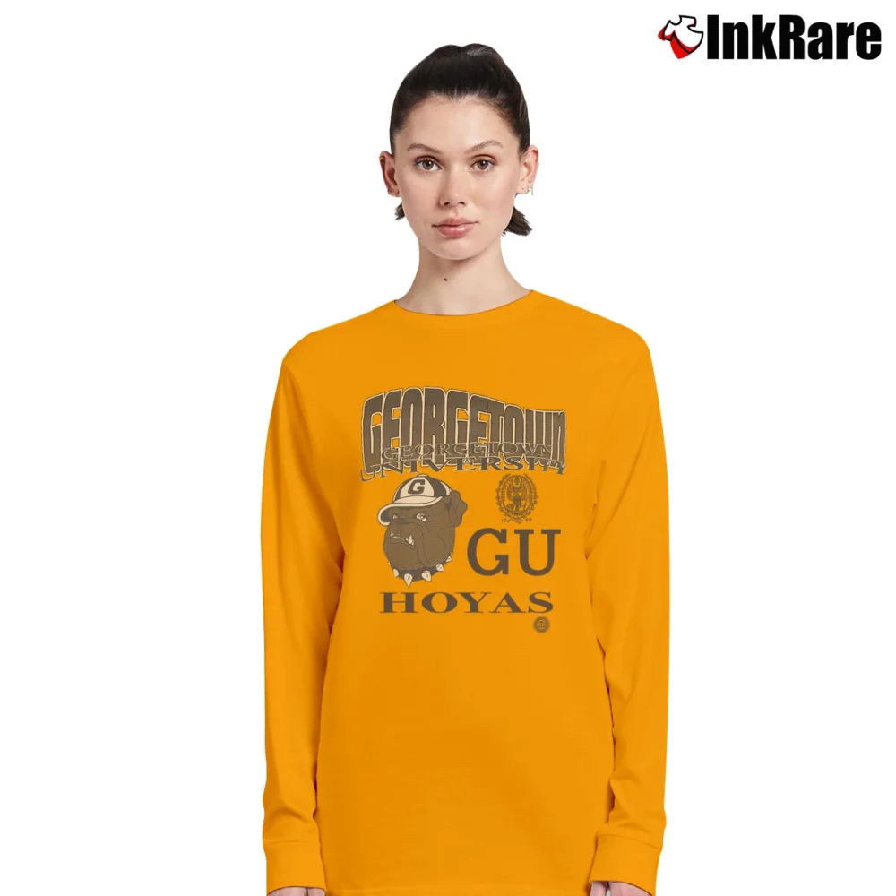 Women’s 90s Georgetown Hoyas Bulldog Mascot Long-Sleeve Top in orange | Sleek, Versatile, All-Season
