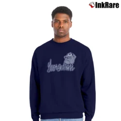 Men’s 90s Georgetown Hoyas Jack Bulldog Mascot Crewneck Sweatshirt in navy | Cozy Fabric, Clean Style