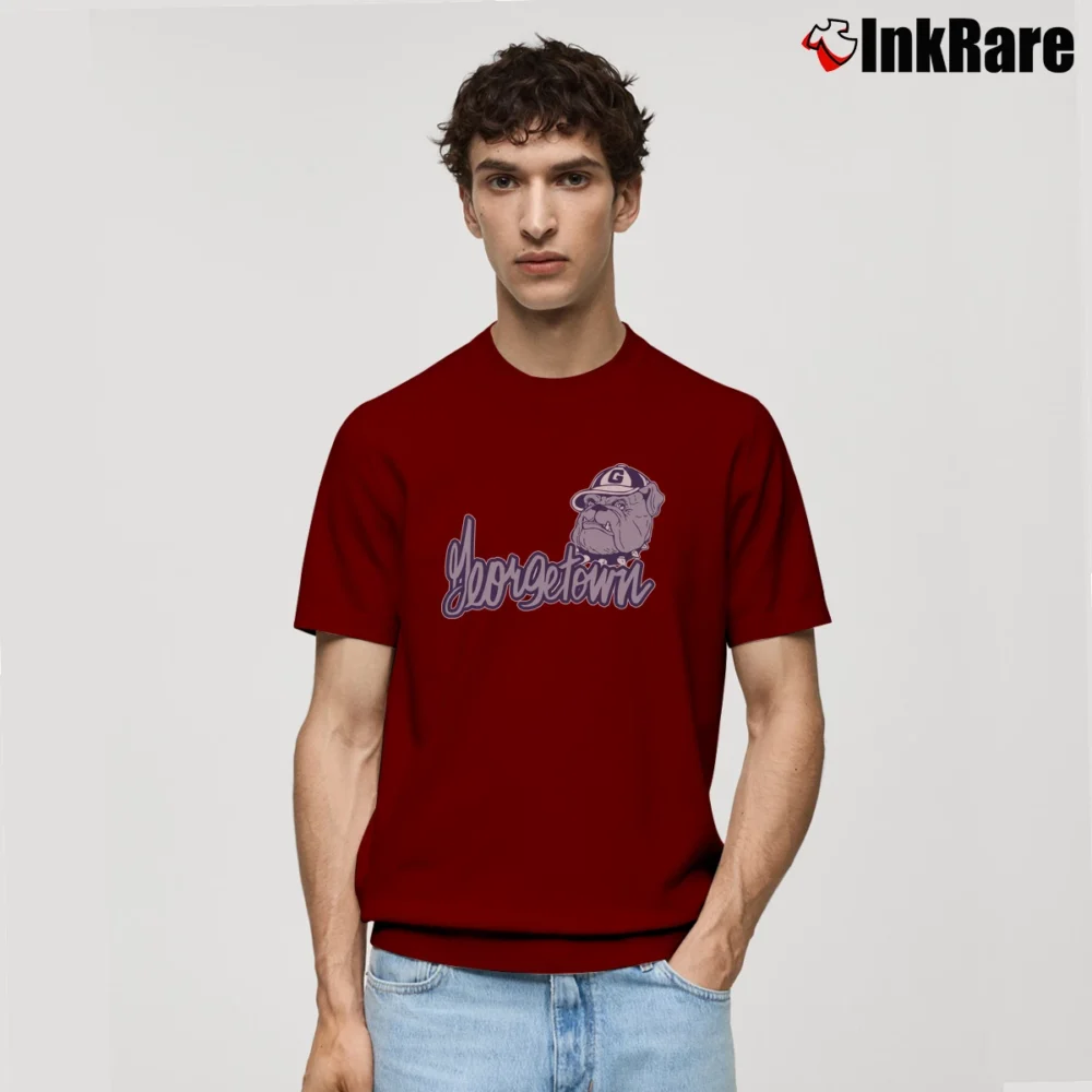 Men’s 90s Georgetown Hoyas Jack Bulldog Mascot Classic T-Shirt in maroon | Soft, Breathable Everyday Wear