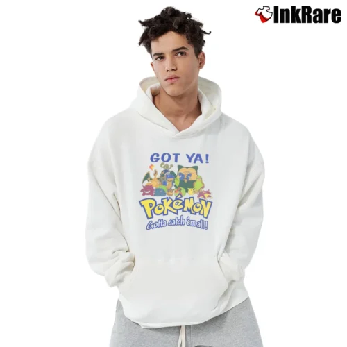 Men’s 90s Got Ya Pokemon Gotta Catch Em All Nintendo Pullover Hoodie in white | Cozy, Durable, Modern Fit