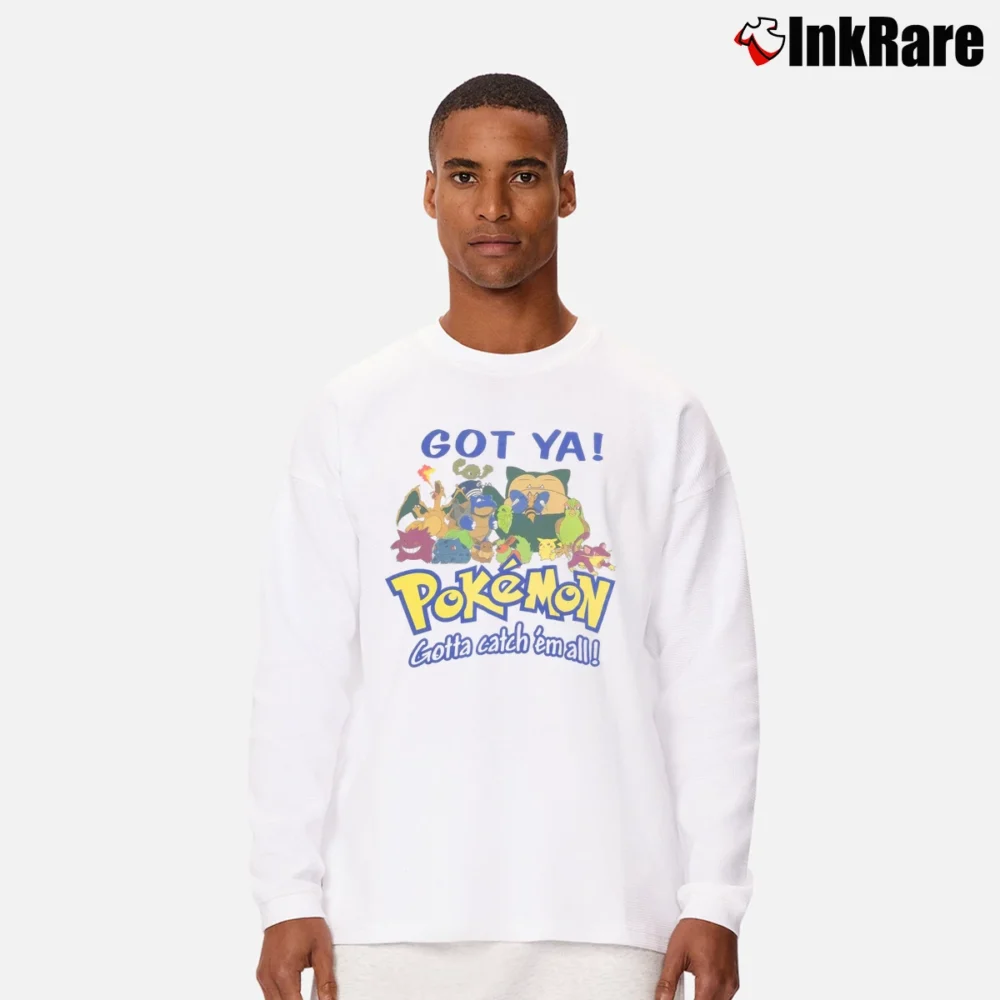 Men’s 90s Got Ya Pokemon Gotta Catch Em All Nintendo Long-Sleeve Shirt in white | Sleek, Lightweight, Year-Round Wear