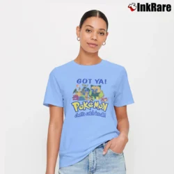 Women’s 90s Got Ya Pokemon Gotta Catch Em All Nintendo Signature T-Shirt in light blue | Soft, Flattering Fit