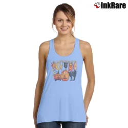 Women’s 90s Halloween Pumpkin Black Cat Tank Top in light blue | Lightweight, Movement-Friendly