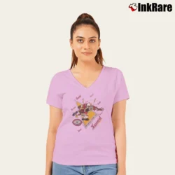 Women’s 90s Harvard Crimson Looney Tunes Taz V-Neck Tee in light pink | Chic Neckline, Soft Texture